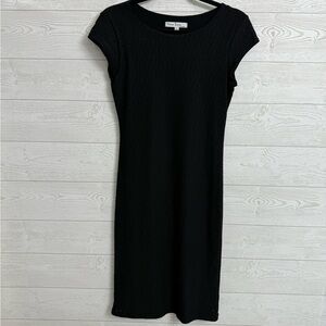 Velvet Torch Women’s Black Rayon Spandex Blend Midi Slip On Dress. Size L